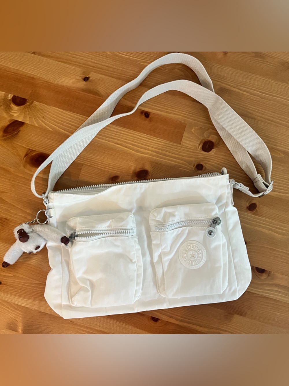 White Kipling bag